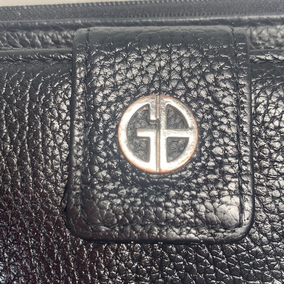 Gianni Bernini Leather Wristlet Wallet - Black/Silver, 7.5”x4” - Picture 10 of 11